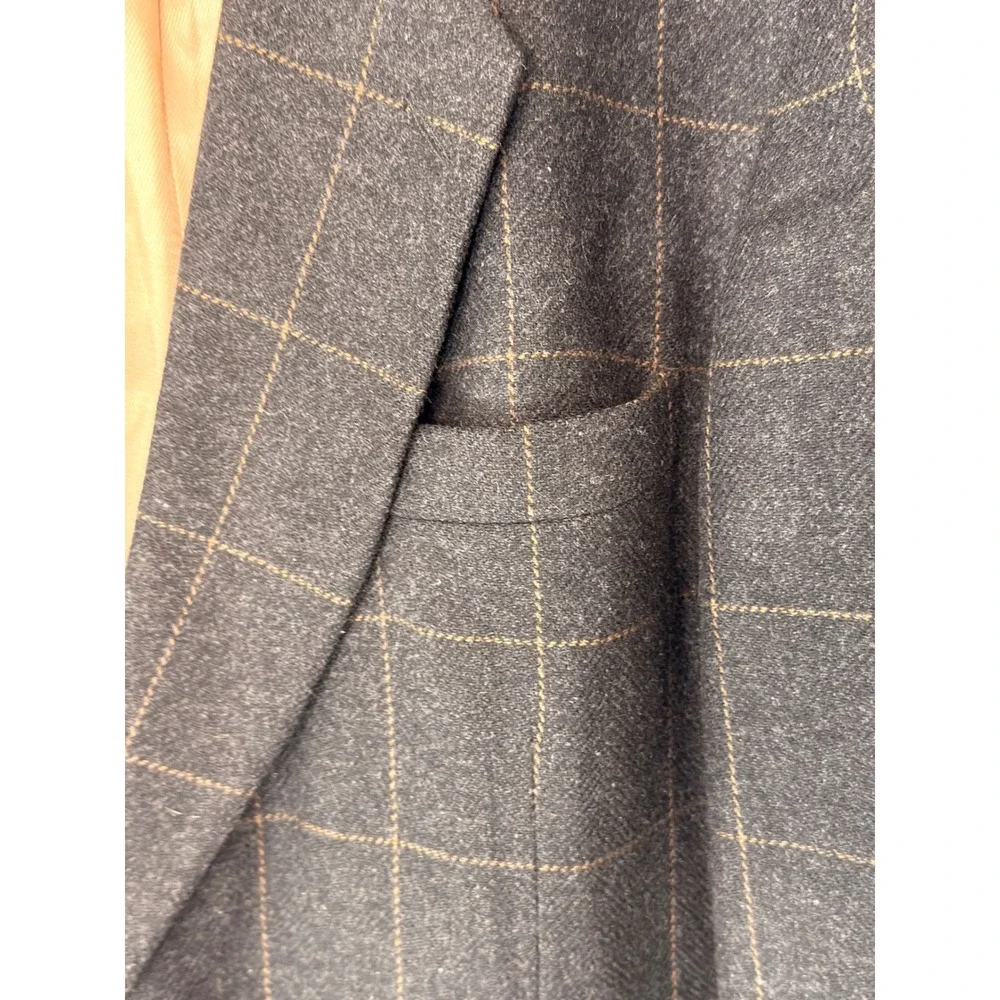 Oscar de la Renta Blazer Men's Charcoal Gray Plaid Sports Coat Work Preppy 48L
